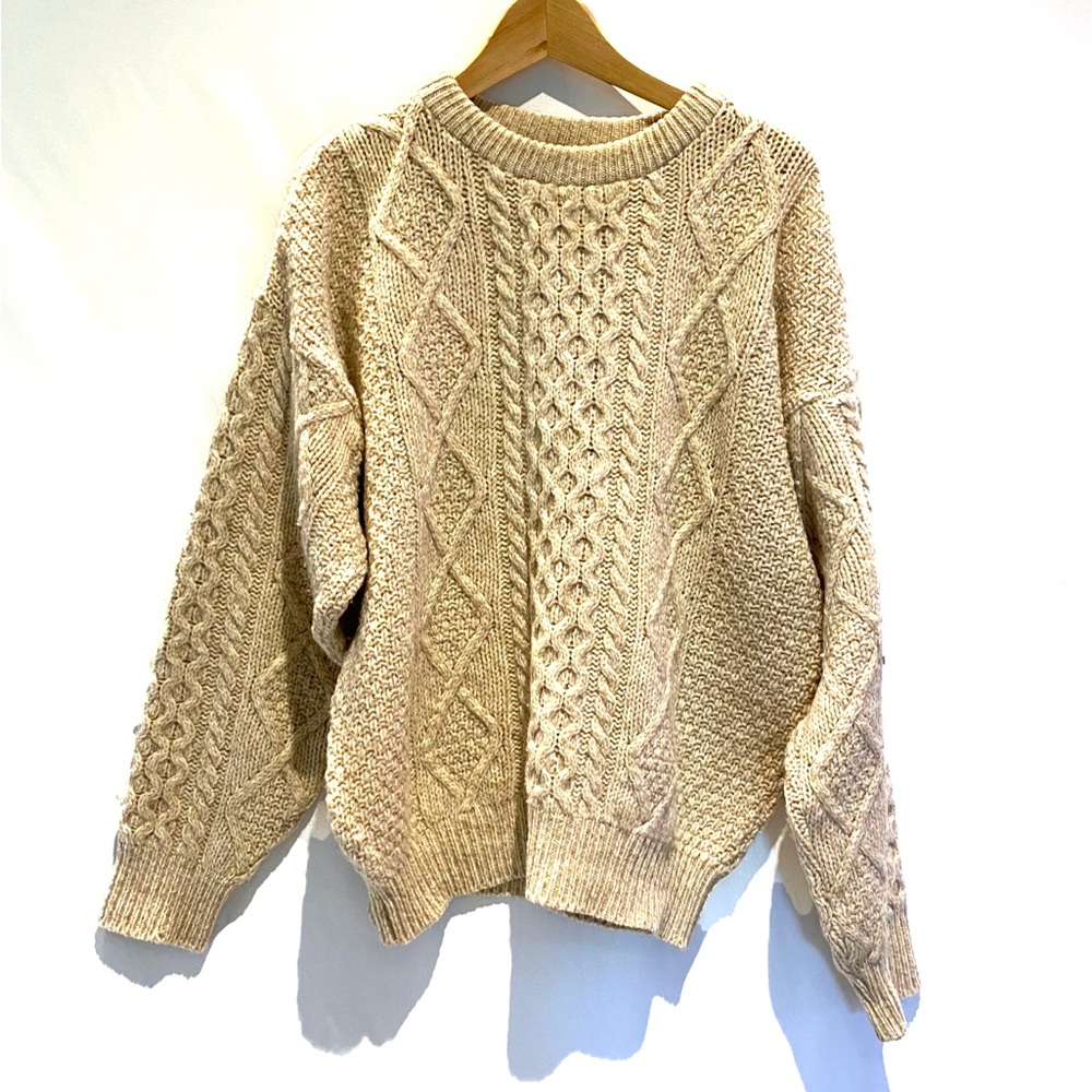 L.L. Bean Aran 100% Wool Sweater, size L
